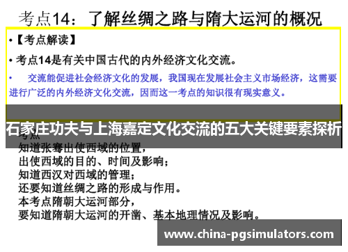 石家庄功夫与上海嘉定文化交流的五大关键要素探析