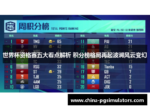 世界杯资格赛五大看点解析 积分榜格局再起波澜风云变幻