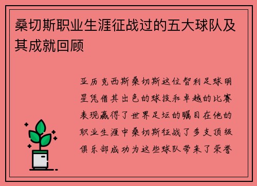 桑切斯职业生涯征战过的五大球队及其成就回顾